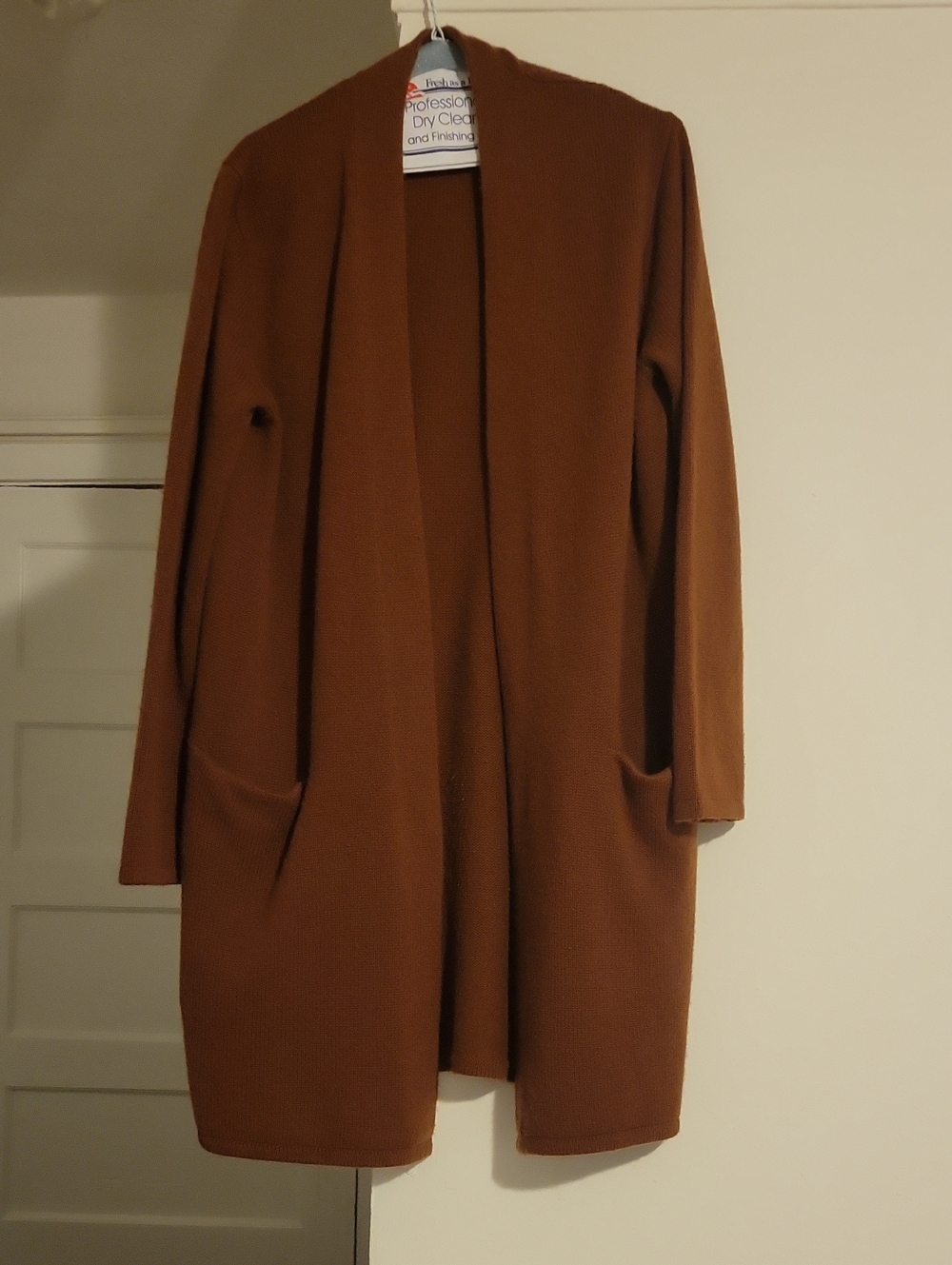 Jenni Kayne Cashmere Sweater Coat Cinnamon Brown Sz Small 100% Cashmere